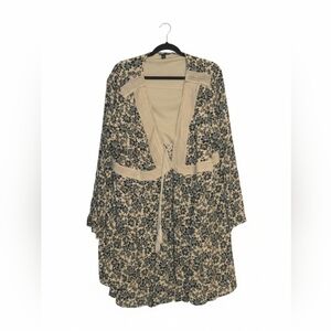 Torrid Womens Plus Sz Mini Gauze Floral Lace-Up Skater Dress Bell Sleeve Size 4X